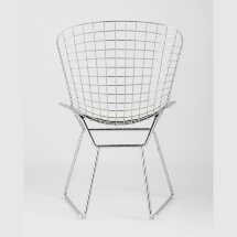 Стул обеденный Bertoia хромированный с белой подушкой