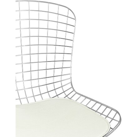Стул обеденный Bertoia хромированный с белой подушкой 