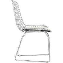 Стул обеденный Bertoia хромированный с белой подушкой