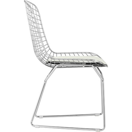Стул обеденный Bertoia хромированный с белой подушкой 