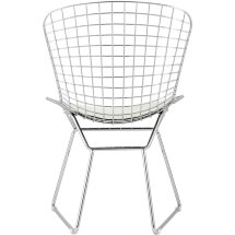 Стул обеденный Bertoia хромированный с белой подушкой