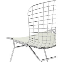 Стул обеденный Bertoia хромированный с белой подушкой