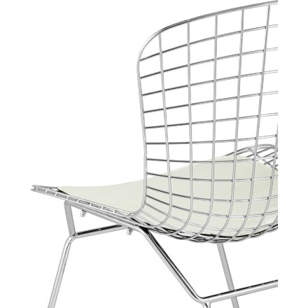 Стул обеденный Bertoia хромированный с белой подушкой 
